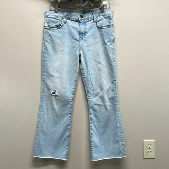 Current/Elliott The Kick Jean Solstice with Cut Hem Distressed 29 - Picture 1 of 14